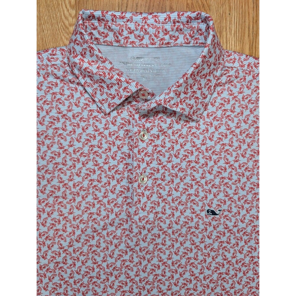 Vineyard Vines Lobster Print Polo Shirt Men’s Medium All Over Print Performance